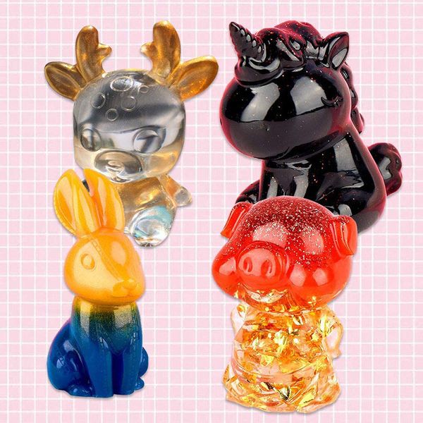 1pc 3d resina animal molde Wolf Rabbit Dog Urso Epóxi Moldes