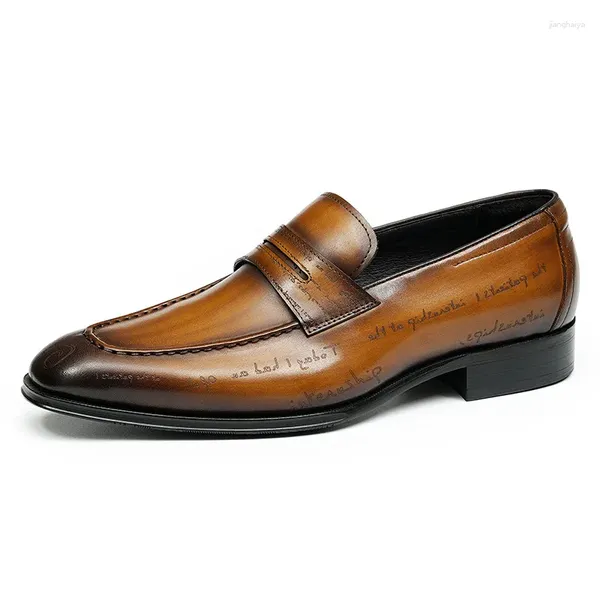 Sıradan ayakkabılar lüks tam tahıl deri erkekler İtalya Tasarım Düğün Ofisi Ziyafet Soafets için Kayma