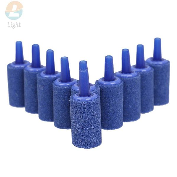 10pcs Bomba de ar difusor Airstones Airstones aquarium oxigênio air cilindro de pedra aeradora para tanque de peixe hidroponia azul preto