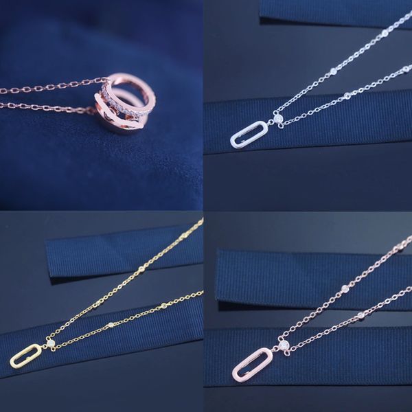 Romantische Sika Classic Jewelry -Serie französische Luxusgitter Halskette Move Diamond Damen Halskette 925 Sterling Silber Drei -Stück -Set Diamond Diamond