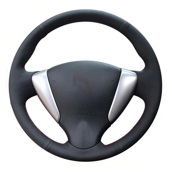 Accessori per auto cucite a mano Coperchio del volante per auto in pelle artificiale per Nissan Tiida Sylphy Sentra Versa Nota 2014