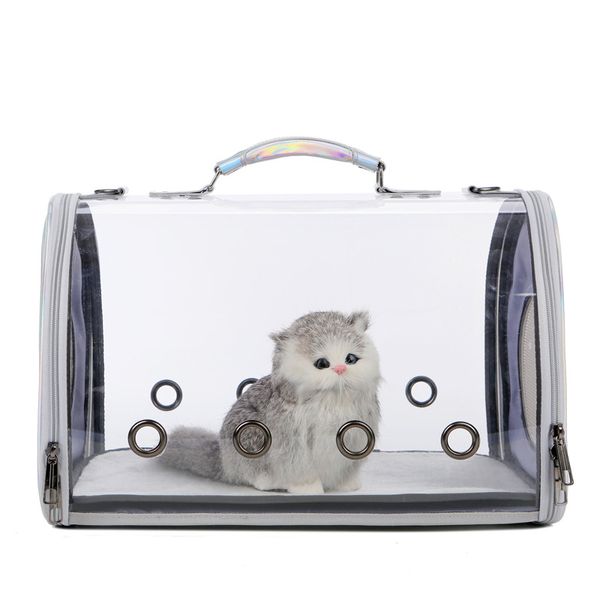 Kedi Sırt Çantası CarrierTransparent Lazer Çantası Pet Out Cage Taşınabilir Çantalar Ürünler Taşıyıcı Seyahat