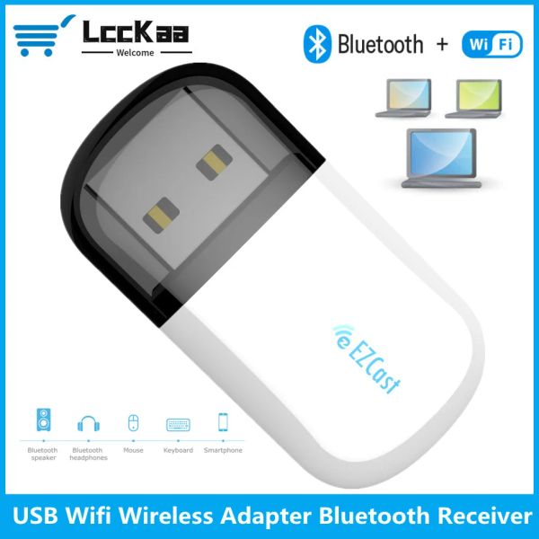 Cards LCCKAA 600 Мбит/с Bluetooth USB Adapter Dual -полоса 2,4/5 ГГц беспроводной внешний приемник Mini WiFi Dongle для ПК/ноутбука/рабочего стола