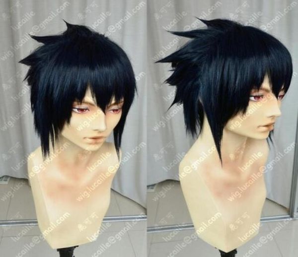 Naruto Uchiha Sasuke kurze Tinte Blau, zentreiertes hitzebeständiges Cosplay Wig30918642175401