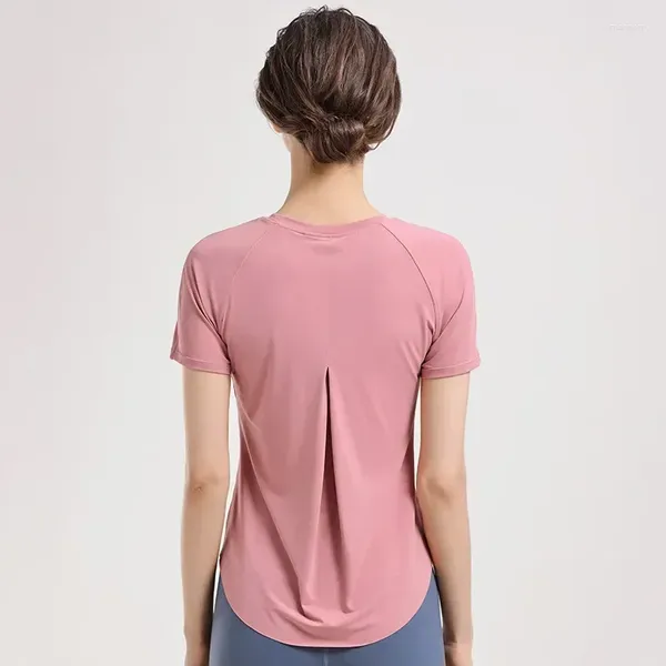 Camicie attive camicetta sportiva donna magliette palestra t-shirt rosa viola pilates tops yoga addestra