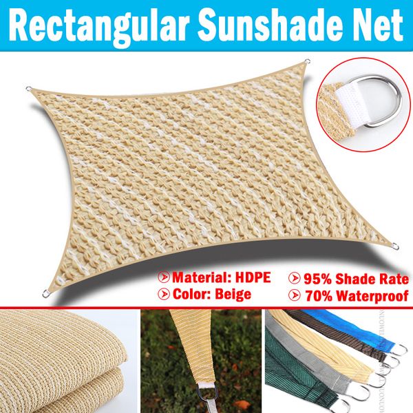 HDPE Anti-Uv Beige Sonnenschatten Segel Arcrectangle Baldachin Zelt Outdoor Pergolas Schattierung Netto Schwimmbad Markisen-Auto Sonnenunterkunft