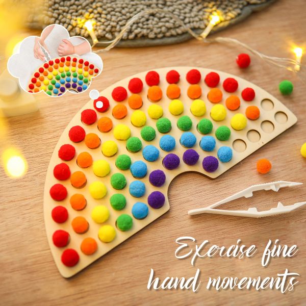 Montessori Regenbogenbrett Naturholz Spielzeug für Mädchen Jungen Farbe Sortieren Bildung Nordisches Spielzeug Mathematik Unterricht AIDS Spielzeug Geschenk