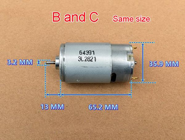 RS-570 Motore elettrico 35 mm*65 mm DC 14.4V 19.6V 24V 12200rpm-20000 giri / min Motore ad alta potenza ad alta velocità per strumenti elettrici