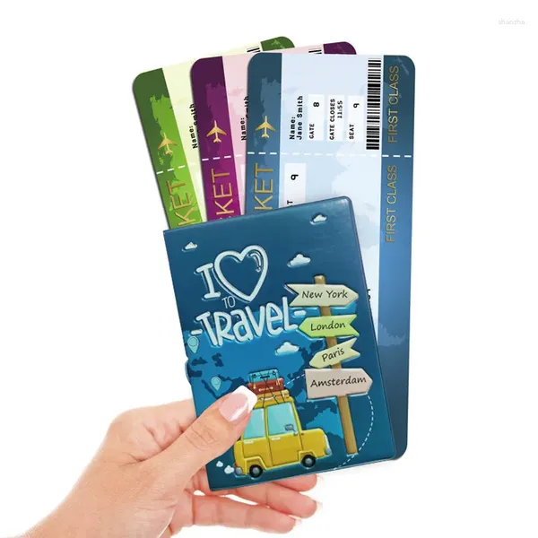 Borse da stoccaggio Design Accessori da viaggio carini Porta passaporto PVC in pelle 3d in pelle da donna Copertina Copertina Case Card Holder