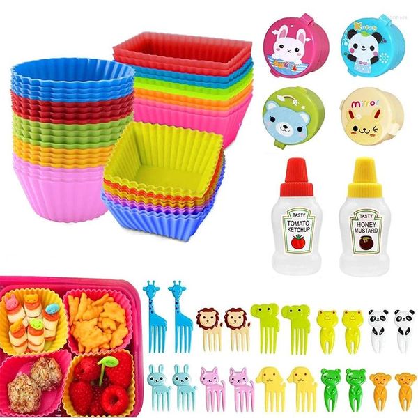 Gabeln 36 PCs Obst für Kinder Kinder Süße Tier Picks Zahnstocher Bento Box Accessoires Set Silicon Lunch -Trenner