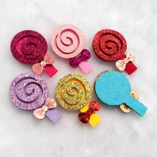 Glitzer 12pcs 28*44mm Bunt Filz Lollipop Applique Patches, Lolly Kids Patches für Kinder DIY Zeug -e78