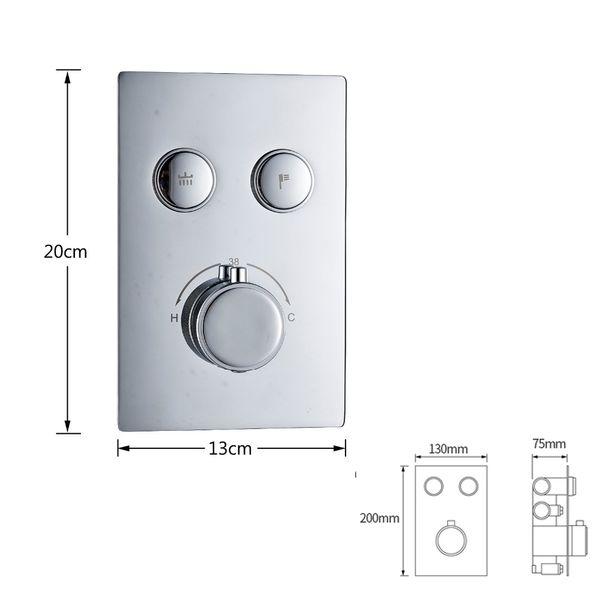 Chrom -Thermostatikmischventil Dualfunktionen Bad Duschaubstonbenkontrollventil Temperaturregel -Duschmixerventil