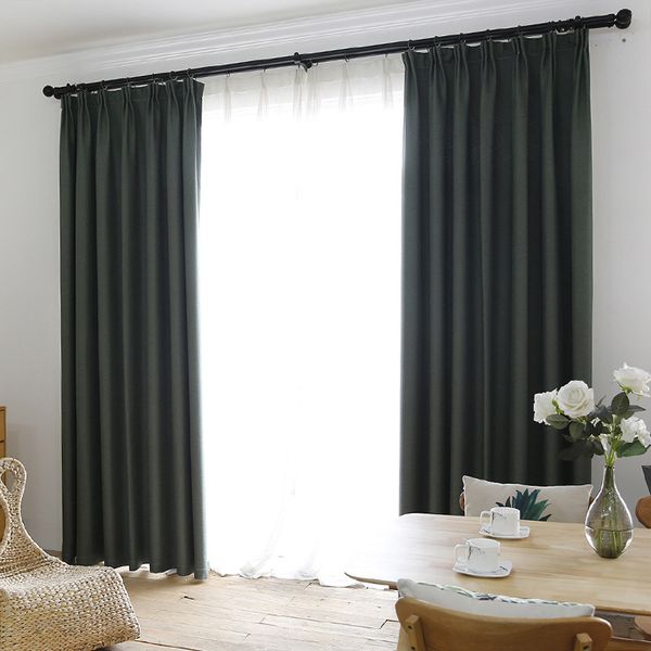 Ycentre Faux-Leinen 70% -85% Schattierung maßgeschneiderter isolierender isolierender moderner Stil Vollfarbener Blackout-Vorhang für Wohnzimmerfenster