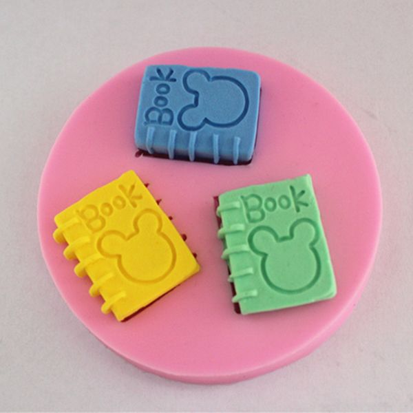 1pc Little Urrable Shape Silicone Mold Square Book Cutter molde o bolo de cozimento de cozimento de silicone Sabonados Ferramentas Fazendo