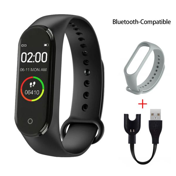 Relógios M4 Smart Digital Watch Bracelet for Men Mulheres com monitoramento de freqüência cardíaca Rastreio de caloria em correr Counter Health Sport Tracker