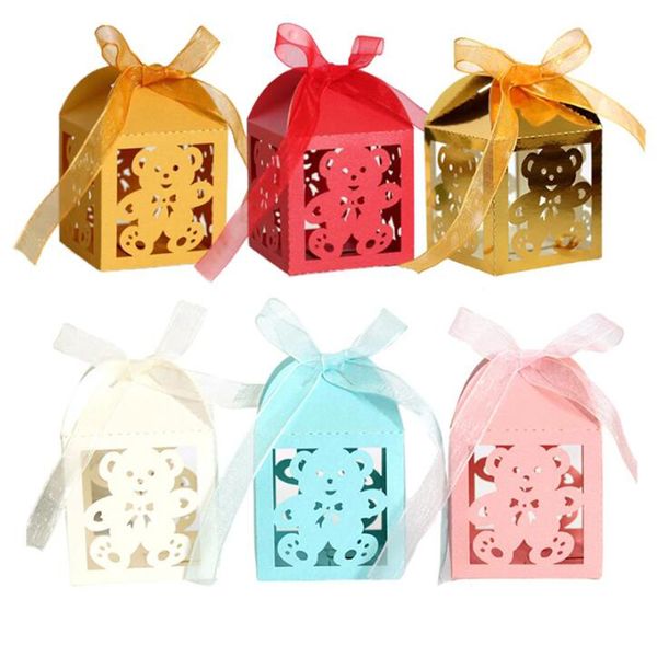 Scatole di caramelle piccoli dolci orso favorisce scatole regalo con nastro baby shower compleanno per bambini decorazioni per feste di nozze