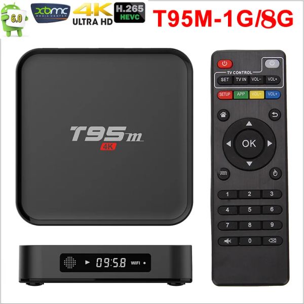 Caixa Amlogic Stream T95M Android TV Box 1G/8G 2G/8G Players de mídia 2.4g WiFi Amlogic S905X 16.0 Android 6.0 Quad Core H.265 4K Box TV Box 4K