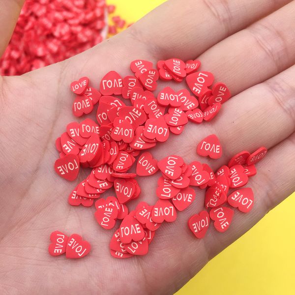 100 g polimero calda argilla calda le fette di cuore spruzzano per mestieri fai da te produrre adesivi per nail art di melma decorazione di nozze: 5mm