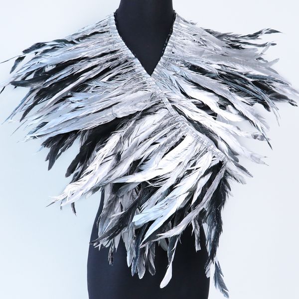 1 Meter Rooster Huhn Feather Heckverdauungen Gold Silber Fasane Federn für Kostümparty Kleidung Nähdekorate Wolke