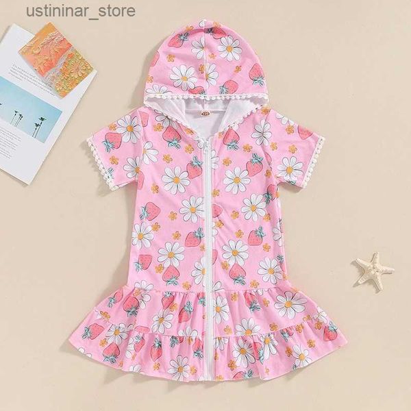 Vestidos de menina VISGOGO CUMDLER GIRLA NATA COBERRO A UP SLUVA CURTO FLORAL PRIMENTO FLORAL UP PEACH CAPODED CAPELED ROBO ROATEMEIRO ARIMENTAÇÃO L47