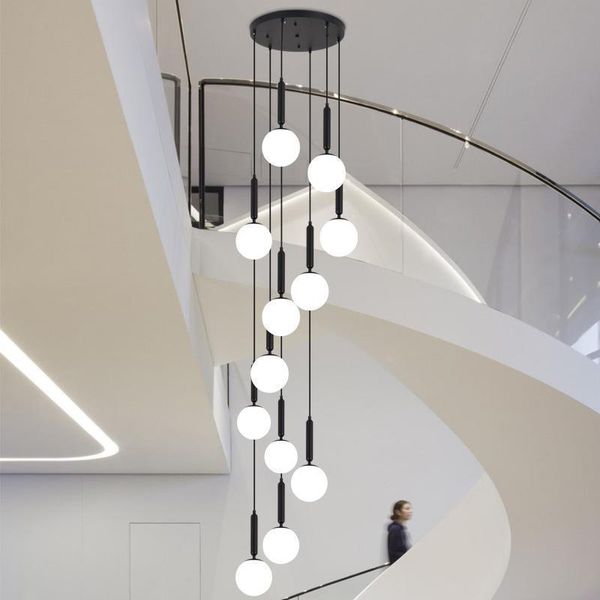 Xcluuhymoderne LED -Glasball Kronleuchter Beleuchtung für Haushaltszimmer Innenhotel Lobby Dekor Treppe Messing Hängende Lampe Luustres