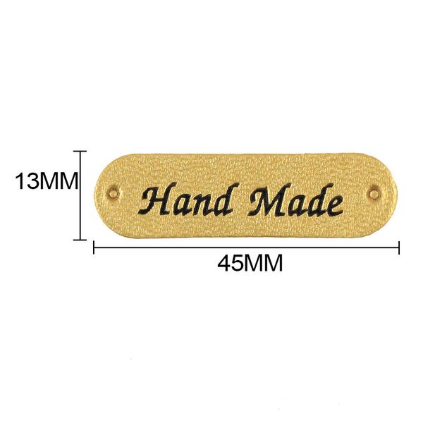 50pcs Großhandel Etikett Braun/Gelb/Schwarz/Weiß handgefertigte Tags Bekleidungsetiketten handgefertigte Leder -Tags Hut -Schal -Geschenkdekoration