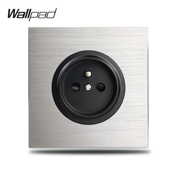 Wallpad grigio l6 l6 singolo da 16a francese a parete elettrica in alluminio argento piastra 1 gang pannello metallico spazzolato