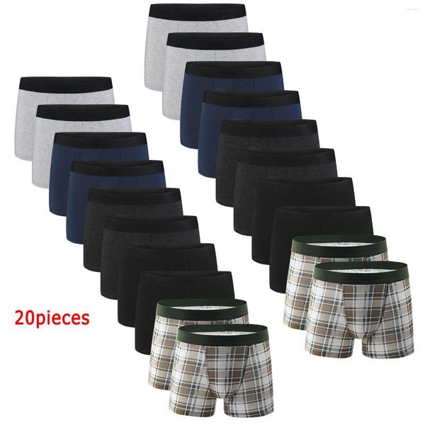 Underpants 20pcs Pack Ploid Boxer per uomini Mutandine biancheria intima di cotone marchio maschile e short shorts slip slip shorts kit 2024
