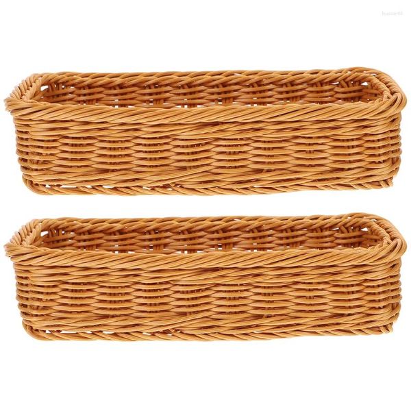 Abendessensets Sets Wicker Storage Basket Organizer Utensilhalter Gabeln Spoons Servietten Desk versorgen Stifte Staples Staples Kaffee