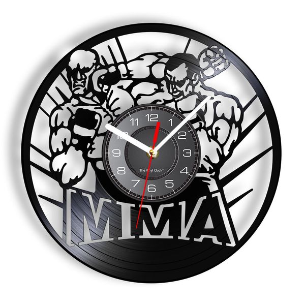 Fighters MMA marziali misti in vinile da parete orologio da parete palestra decorazioni per la casa arti arti caverne silenziose al quarzo orologio da fan regalo sport regalo