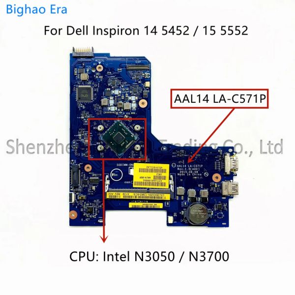 Placa -mãe AAL14 lac571p para Dell Inspiron 14 5452 15 5552 Laptop placa -mãe com N3050 N3700 CPU DDR3L CN0F77J1 F77J1 06KW6N 100% novo