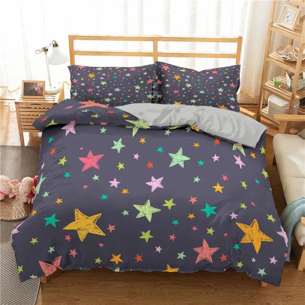 Star Single Double Twin Queen Pleding Set 2/3PCS Ночное небо полиэфирное покрытие для детской одежды для подвижной крышки набор темно -синяя галактика постели