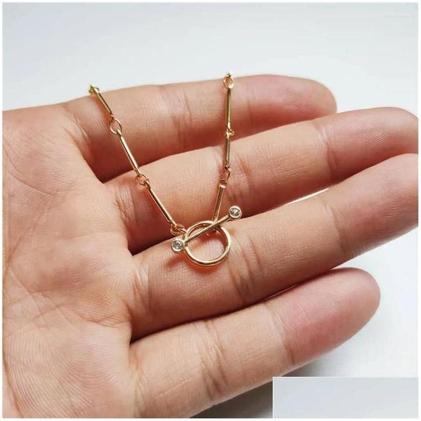 Ketten fuwo Großhandel Messing ot Stab Halsketten hochwertige anti-tnisrailische goldene Kettenzubehör für Schmuck Making 5pcs NC020 DHNNV