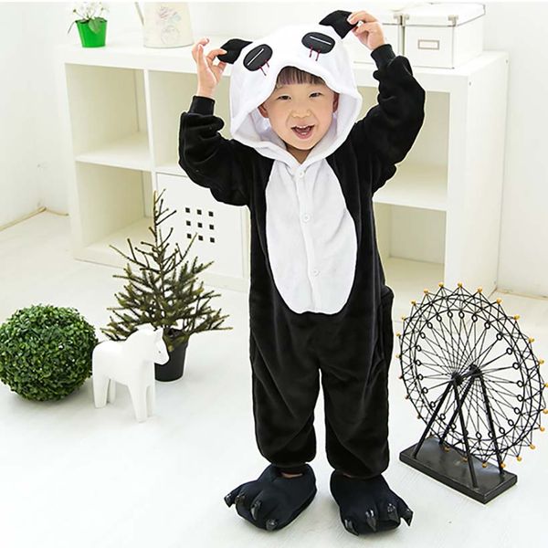 Roupas infantis panda animal pijamas cosplay figurina unissex robe infantil roupas meninos meninas flanela sono topsesies pijama