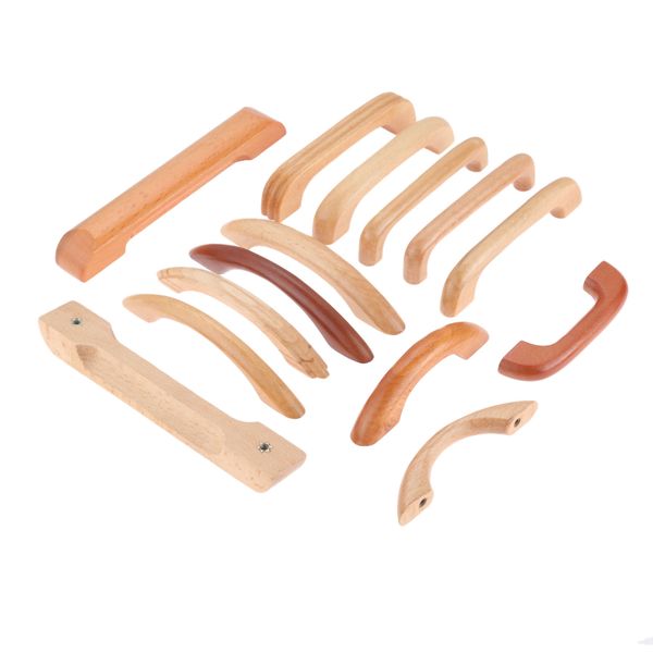 Holzgriff ziehen mit Schrauben 64 mm/96 mm/128 mm Küchenschrank Schrank Tür Schublade Knauf Möbel Hardware rotes natürliches Holzdekoration