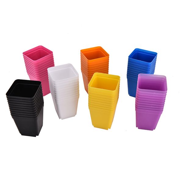 Nuovi vasi di scuola materna multicolore quadrati piante in plastica piantatrice fiore di plastica da scuola materna da casa decorazioni per casa 7 colori 10pcs