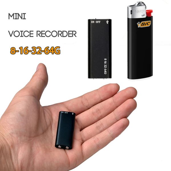 Gravador Mini Voice Recorder 8 16 32 GB Voz Ativado Recorder Redução de ruído de áudio com reprodução para palestras Reuniões entrevistas 192k