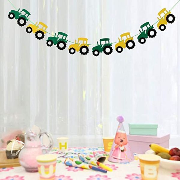 Banner di ghirlanda del trattore agricolo per bambini, forniture per feste di buon compleanno, decorazione per la casa, decorazione per bambini, fustellamento fai -da -te in feltro