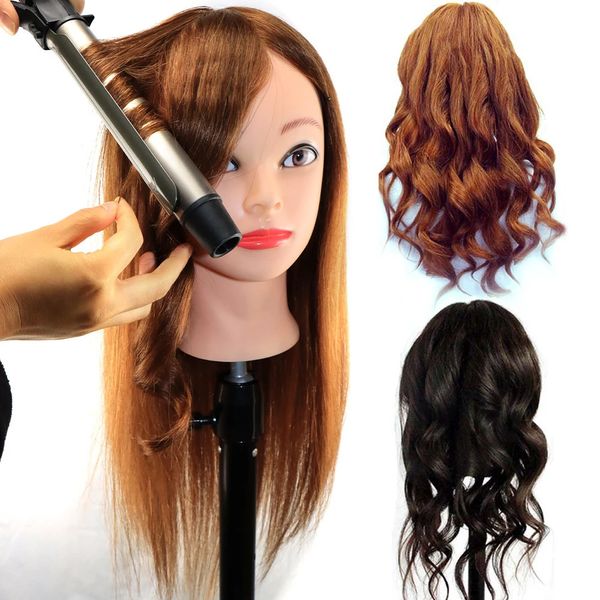 Premium 100% Real Human Hair Mannequin Styling Heads Professional Cosmetology School Practice Heads for Hairdresser Barber Shop 240403