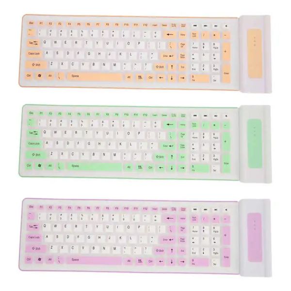 Teclados teclados teclados de silicone 107 chaves 2.4g sem fio USB dobrável à prova d'água à prova de poeira Duas cores teclado silencioso para laptop para PC