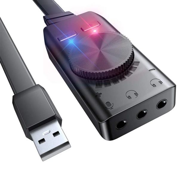 Kartlar 7 1 Kanal USB Ses Kartı Bilgisayar Dizüstü Bilgisayar Harici Ses Adaptör Kartı 3 5mm Kulaklık Bağlantı Noktası