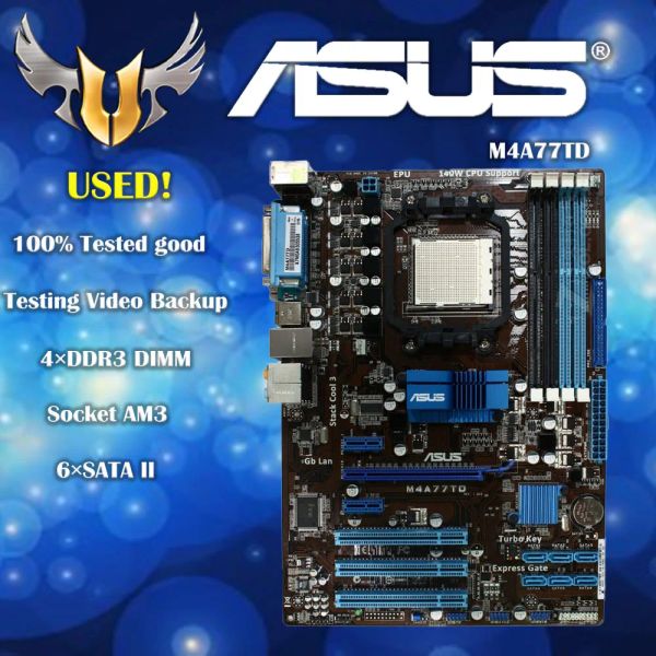 Placas -mãe para asus m4a77td placa -mãe original para desktop 770 am3 ddr3 16gb sata ii USB2.0