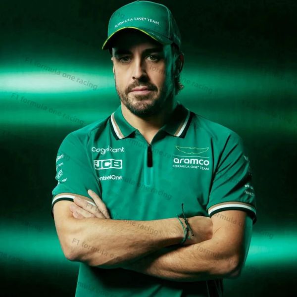 Oficial 2024 Fernando Alonso Team Réplica Camisa Polo Fórmula 1 Camisa Polo Uniforme de Fan Jersey Moto Motor Motor 240321