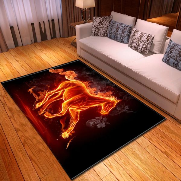 Novo Animal Horse Pattern tapetes para sala de estar decoração de quarto tapete 3d impressão infantil quarto de jogo tapetes de mesa de café tapetes de piso