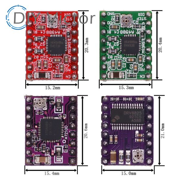 Step Step Sürücü Modülü A4988 DRV8825 AT2100 Step Motor Sürücü Modülü, 3D Yazıcı Rampaları için Soğutucu Motor Sürücü Modülü 1.4 CNC Kalkanı