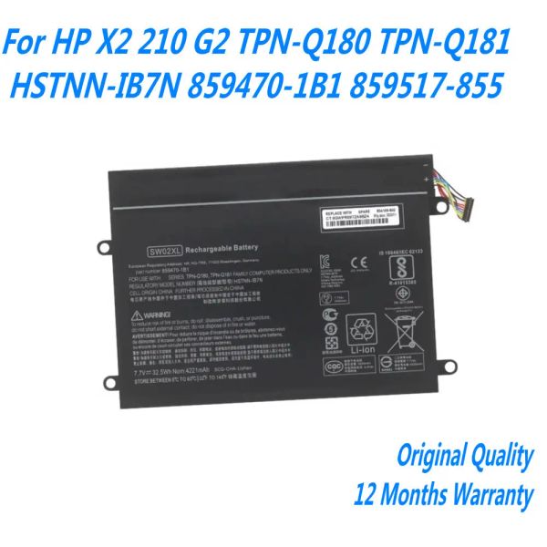 Baterias Nova Bateria de laptop SW02XL para HP X2 210 G2 TPNQ180 TPNQ181 HSTNNIB7N 8594701B1 859517855 7.7V 32,5WH