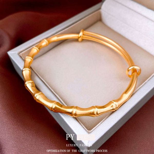 Nuovo metodo antico in stile cinese Sand Gold Bamboo Knot Plain Anello semplice Bracciale Temperamento semplice, Bracciale di fascia alta e versatile