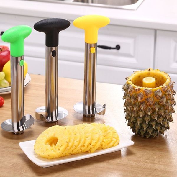 Acessórios de abacaxi de aço inoxidável Fácil de usar acessórios Slicers de abacaxi Fruit Lnife Cutter Corer Slicer Kitchen Tools 1PCS 2011174O