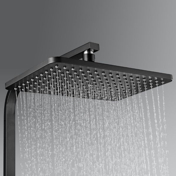 Sistema de chuveiro digital de chuveiro de banheiro chuveiros de chuva de chuva termostática misturadora de água fria quente spray quadrado spray preto preto