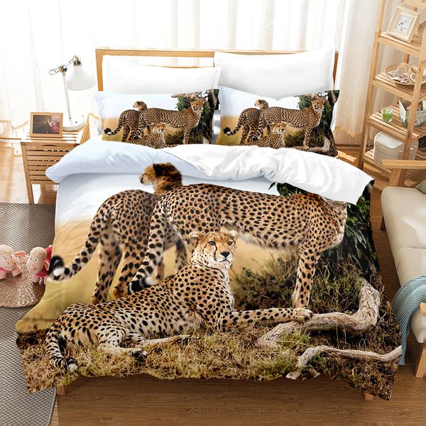 Tiger Duvet Capa Conjunto King Wild tem tema dupla conjunto de roupas de cama de padrões decoração de padrões de cover de microfibra com tema de animal da colcha